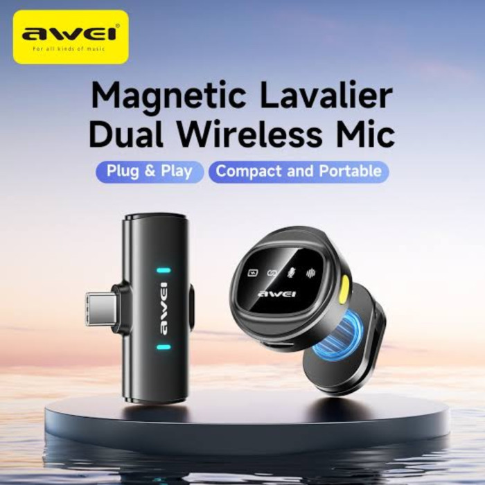 Awei Mk3 Magnetic Lavalier Dual Wireless Microphone thumbnail