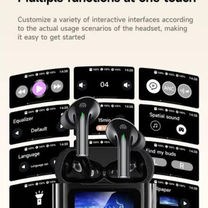 Awei Tp29 Anc With Built In Screen Wireless Earbuds thumbnail