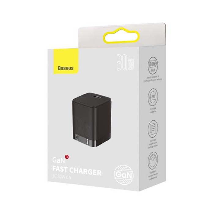 Baseus GaN3 Fast Charger 1C 30W CN Black thumbnail