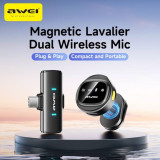 Awei Mk3 Magnetic Lavalier Dual Wireless Microphone