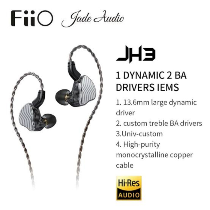 Fiio Jadeaudio Jh3 1Dd2Ba Triple Hybrid Driver In Ear Earphone