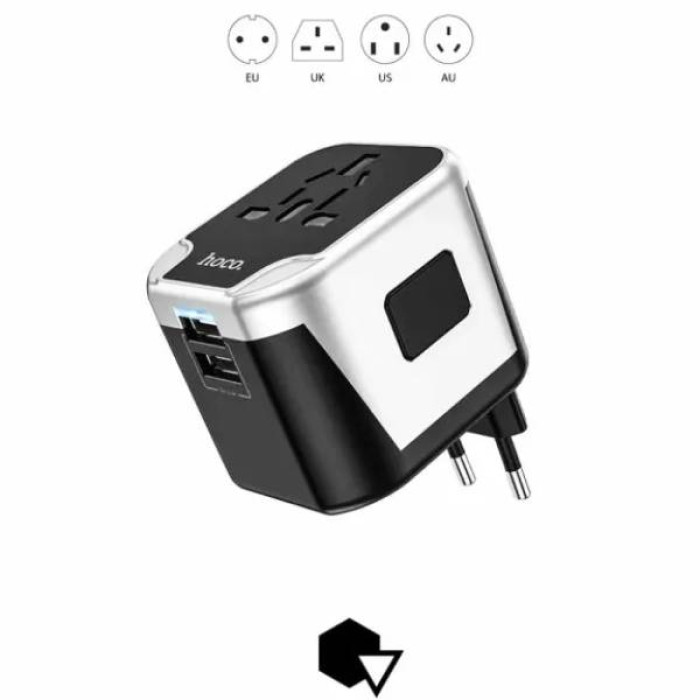 Hoco AC5 2USB+1Socket Universal Conversion Wall Charger thumbnail