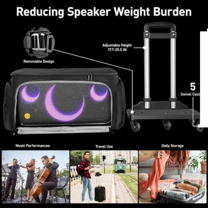 Ikarao Break X1 Speaker Waterproof Black Travel Trolley Bag thumbnail