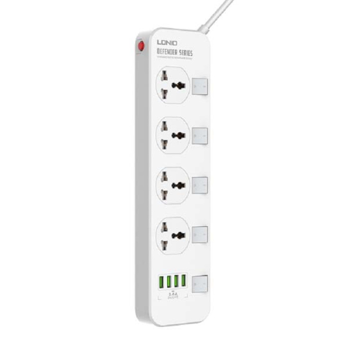 LDNIO SC4408 2500W New 5 Outlet 4 USB port Surge Protector Power Strip thumbnail