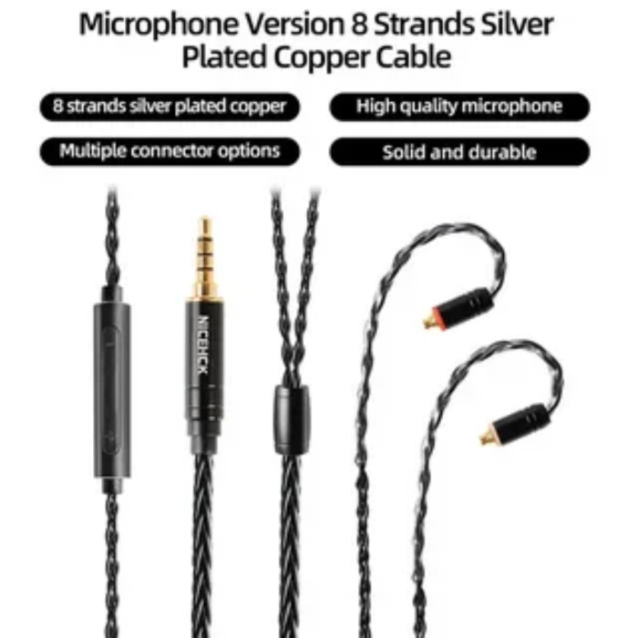 Nicehck Blackwheat 8 Core Silver Plated Copper 2Pin Microphone Cable thumbnail
