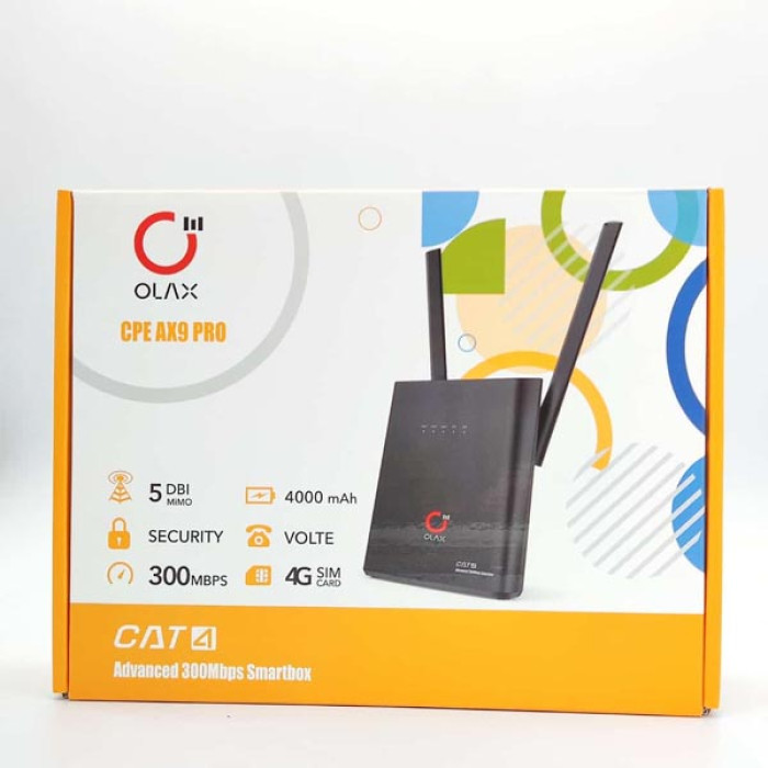 OLAX AX9 Pro B 300Mbps 4G Router with 4000mAh Battery Black Variant Price in Bangladesh thumbnail